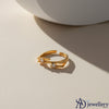 Modern Geometric Dual-Stone Open Ring