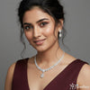 ADjewellery Rhodium-Plated CZ Halo & Teardrop Bridal Necklace Set