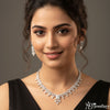 ADjewellery Rhodium Plated CZ (Cubic Zirconia) Victorian Elegance Halo-Set Chandelier Necklace Set