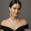 ADjewellery Rhodium Plated CZ (Cubic Zirconia) Luminosa Diamond Bridal Statement Necklace Set