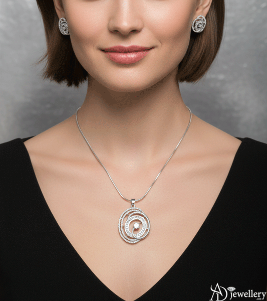 Celestial Vortex Diamond Pendant and Stud Set
