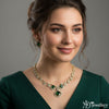 Emerald & Diamond Look Floral Choker Necklace Set