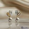 Ethereal Pave Leaf & Pearl Earrings