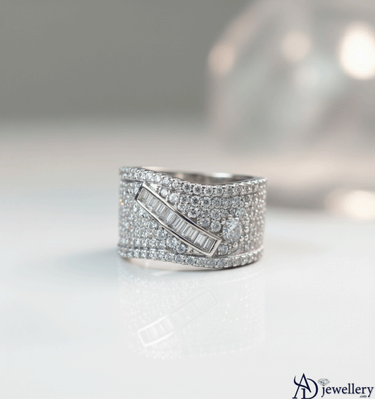Glimmering Cascade Diamond Statement Ring