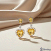 Golden Heartdrop Citrine and Diamond-Look Dangle Earrings