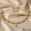 Golden-Plated AD Stone Floral Choker Set with Drop Earrings