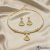 Golden Lattice Drop Necklace and Dangler Earring Set