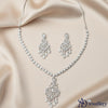 ADjewellery Rhodium Plated CZ (Cubic Zirconia) Grand Chandelier Ornate Pave Necklace Set