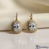 Grand Oval Halo Drop Earrings (Gold-Tone)