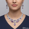 ADjewellery Rhodium Plated CZ (Cubic Zirconia) PURPLE & DIAMOND REGAL SET