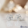 Pave Zirconia Rose Bloom Stud Earrings