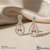 Pink Topaz Halo Drop Earrings