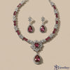 ADjewellery Rhodium Plated CZ (Cubic Zirconia) Regal Radiance Burgundy and Diamond-Style Statement Jewelry Set
