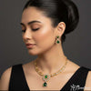 Regal Emerald and Diamond-Look Collar Necklace Set