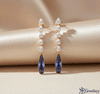 Rose Gold & Tanzanite Pear Drop Crystal Earrings