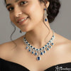 ADjewellery Rhodium Plated CZ (Cubic Zirconia) Royal Sapphire Rain Diamond Necklace Set