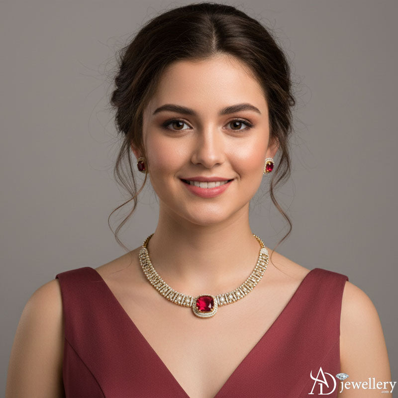 Ruby Red Necklace Set – ADjewellery