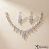 ADjewellery Rhodium Plated CZ (Cubic Zirconia) Victorian Elegance Halo-Set Chandelier Necklace Set